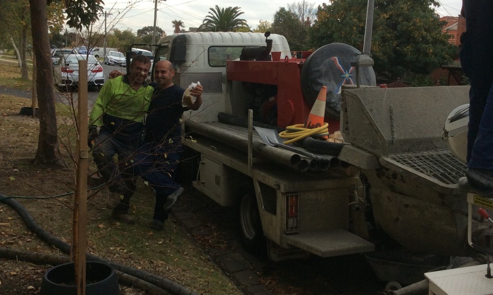 concretehose restumping melbourne team at work